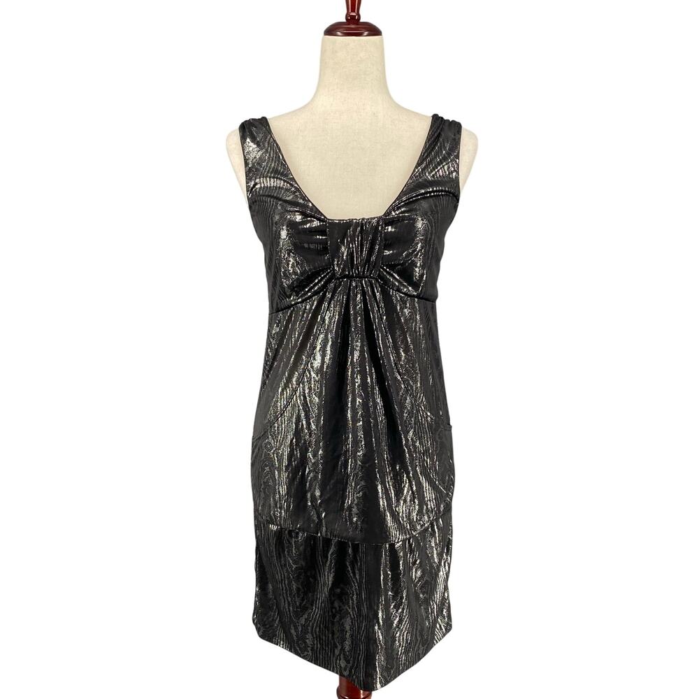 Vtg Y2K 00s‎ Wet Seal Metallic Party Dress L Festival Rave Futuristic Cybercore
